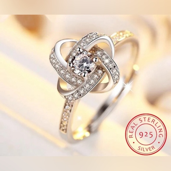 🍀New Stamped S925 Round Cubic Zirconia chain, Earrings & Ring(adjustable) - Picture 3 of 10